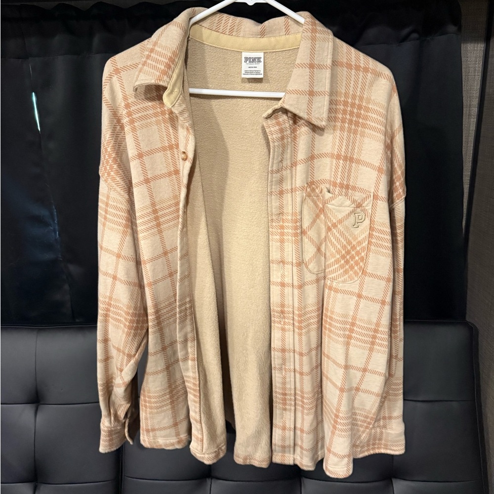 PINK Plaid Beige Shacket